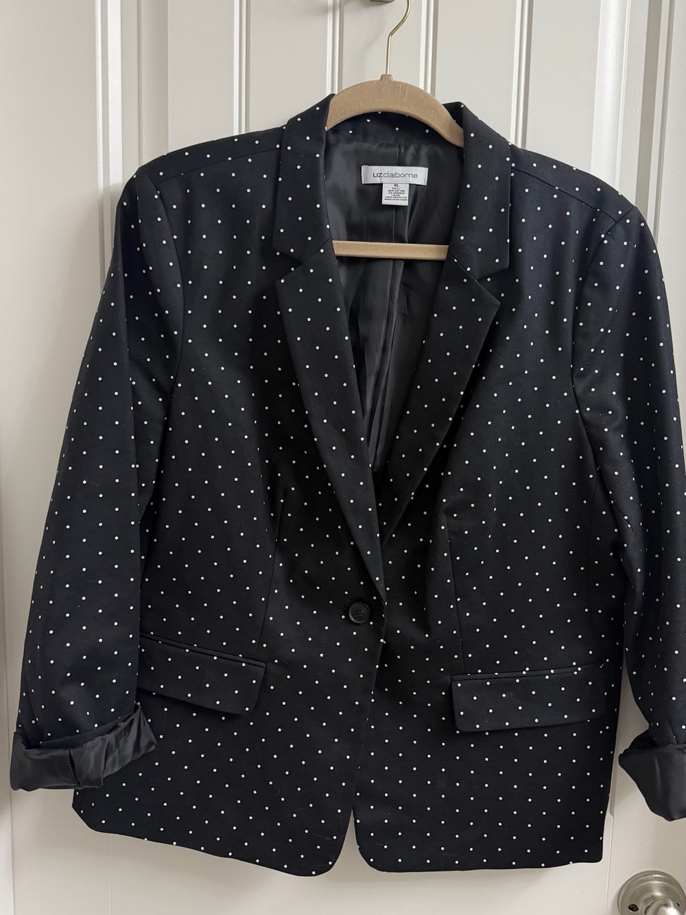 Liz Claiborne Black Blazer with White Polka Dots
